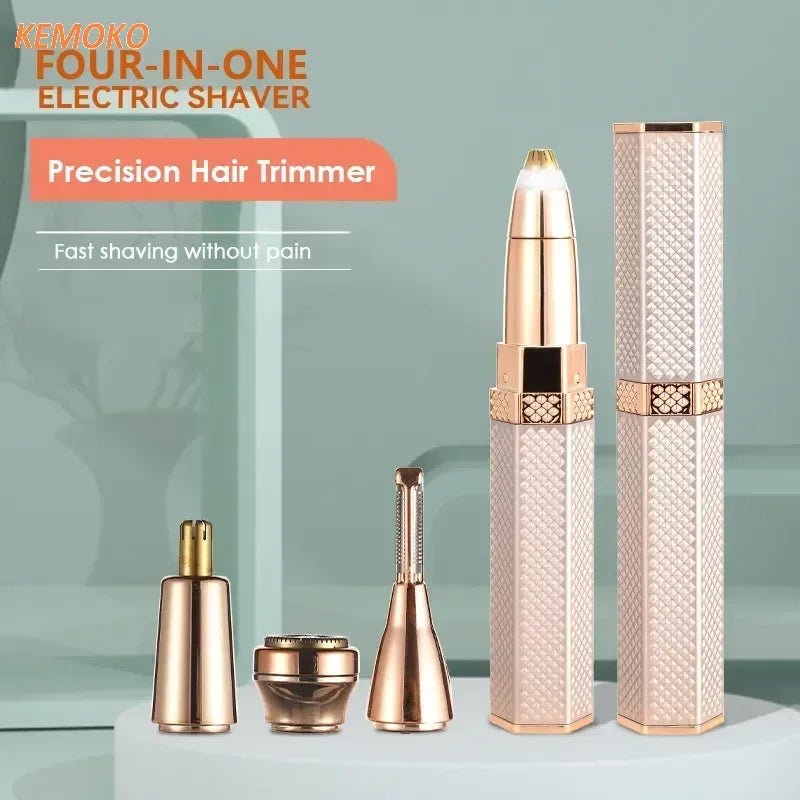 4 In 1 Lipstick Shaver Painless Mini Hair Removal Shaver Electric Nose Hair Epilator Face Armpit Hair Remover Eyebrow Trimmer - TRENSET