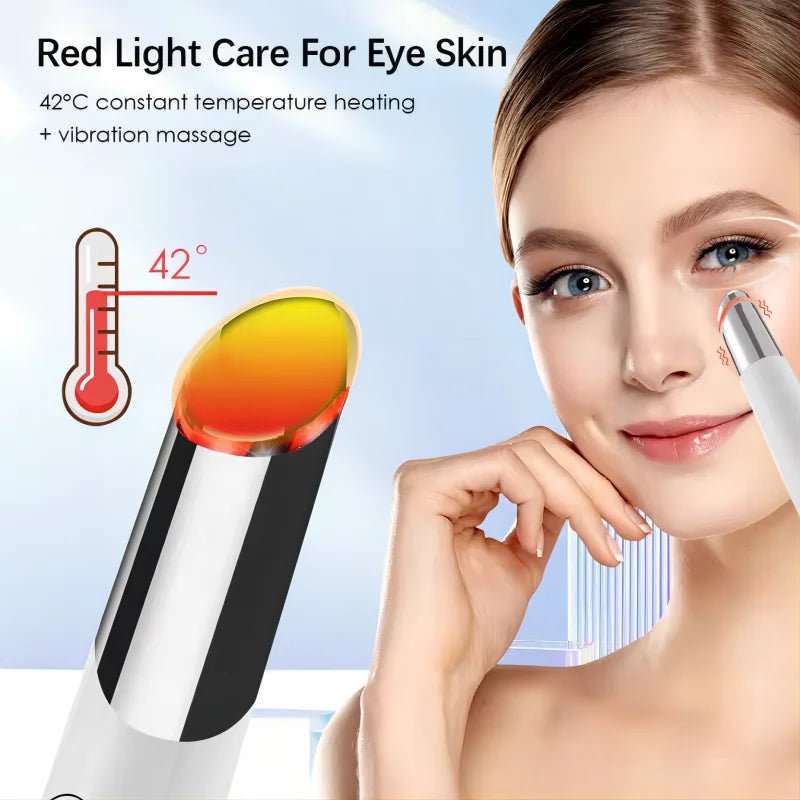 5 In 1 Eye Beauty Device Facial Massager Led Red Light Therapy Wand for Relax Eye Dark Circles Eye Bags Puffiness Skincare Tool - TRENSET