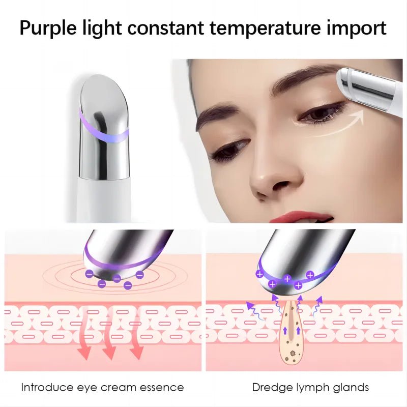 5 In 1 Eye Beauty Device Facial Massager Led Red Light Therapy Wand for Relax Eye Dark Circles Eye Bags Puffiness Skincare Tool - TRENSET