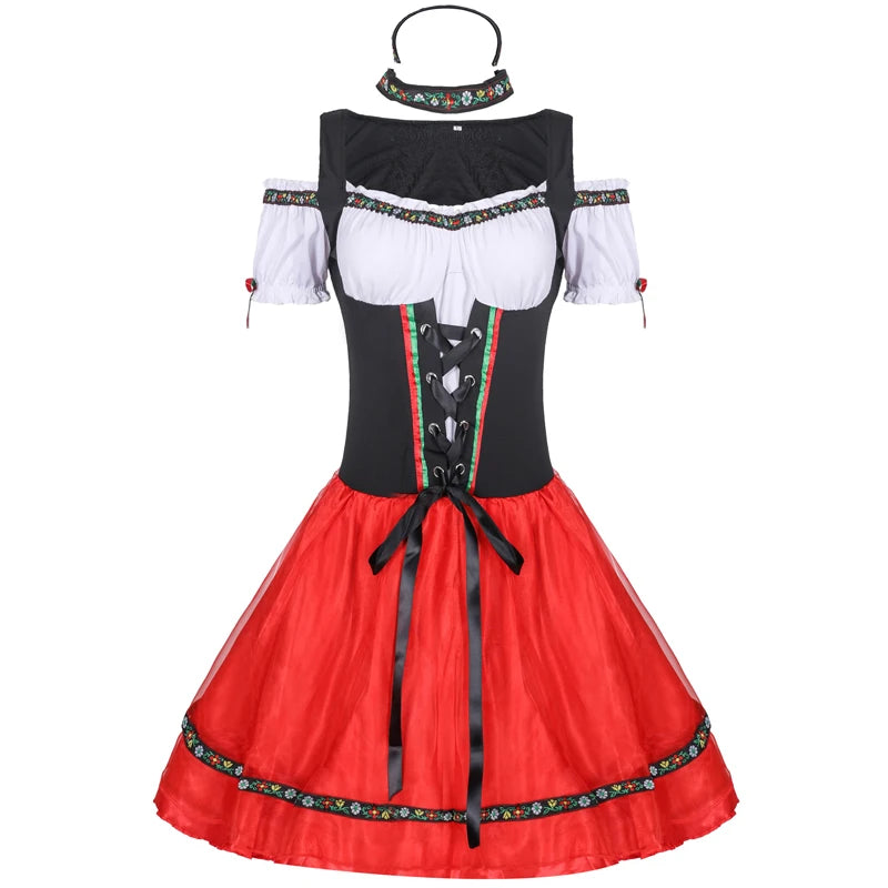 Klassisches bayerisches Oktoberfest-Kostüm, Karneval, Bierfest, Taverne, Clubs, Dirne, Cosplay, Partykleid, Halloween