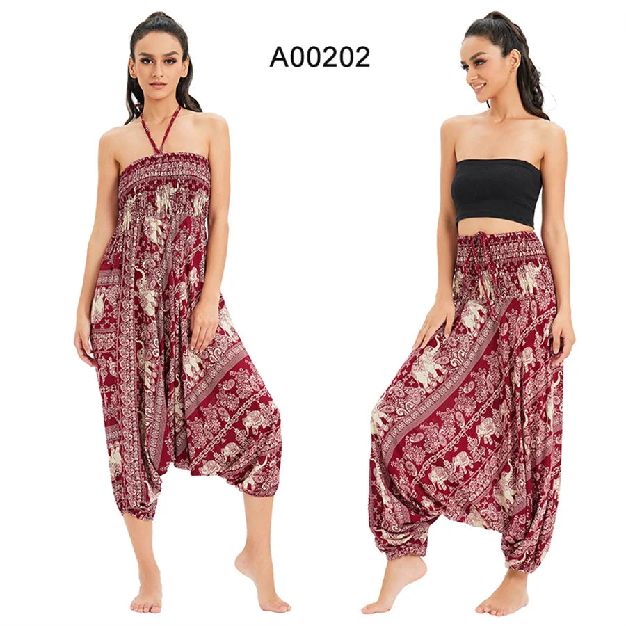 Bohemian Hosen Frauen Pantalones Mujer Hippie Hohe Taille Rayon Harem Baggy Boho Yoga Strand Tragen Gießen Femme Calca Feminina Gedruckt