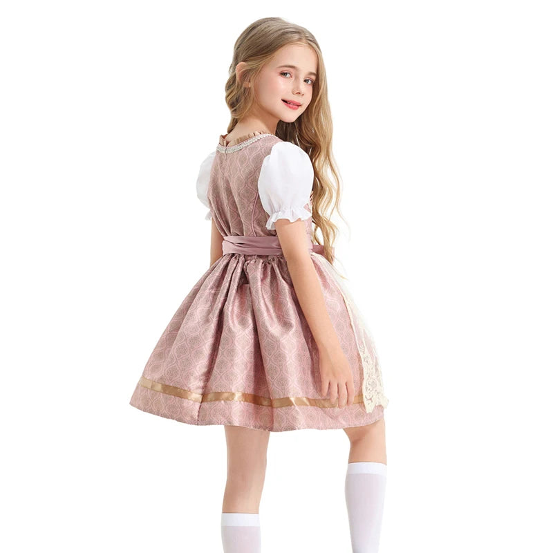 NEU Münchner Oktoberfest für Mädchen Kostüm Klassisches Alpen Dirndl Kleid Cosplay Phantasie Partykleid