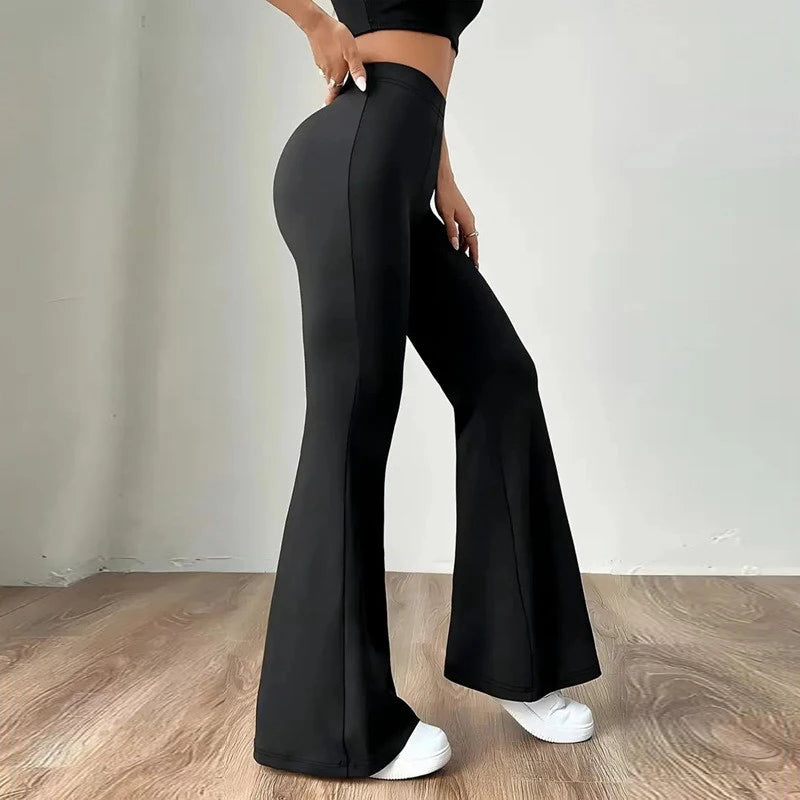 Alobee Damen-Leggings mit hoher Taille für Frühling und Herbst, eng anliegende Hose, schmales Bein, lange schwarze Hose, Hose mit weitem Bein für Frauen