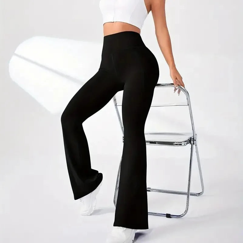 Alobee Damen-Leggings mit hoher Taille für Frühling und Herbst, eng anliegende Hose, schmales Bein, lange schwarze Hose, Hose mit weitem Bein für Frauen