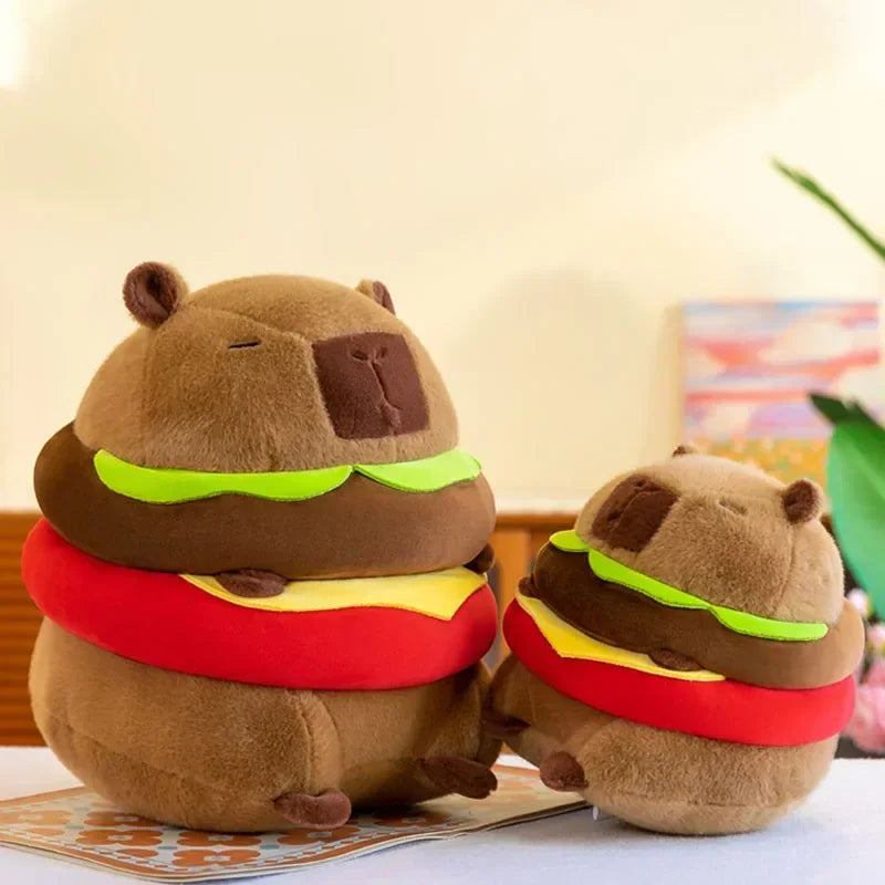 Neues süßes Hamburger Capybara-Plüschtier, Stofftier, Simulationstier, Puppe, weiches Kinderspielzeug, Geburtstagsgeschenk, Kawaii-Raumdekoration