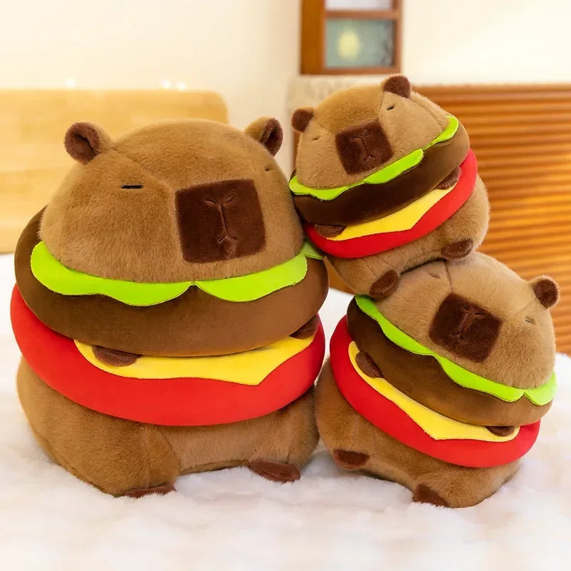 Neues süßes Hamburger Capybara-Plüschtier, Stofftier, Simulationstier, Puppe, weiches Kinderspielzeug, Geburtstagsgeschenk, Kawaii-Raumdekoration
