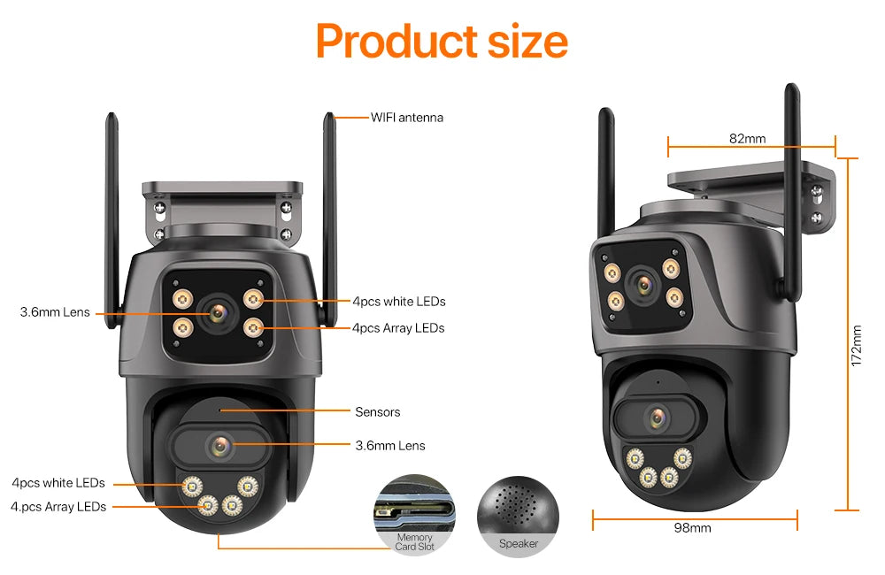 4K 8MP PTZ WIFI-Kamera Dual Lens Dual Screen IP-Kamera Outdoor 4MP HD Auto Tracking Sicherheitsschutz CCTV-Überwachung iCSee