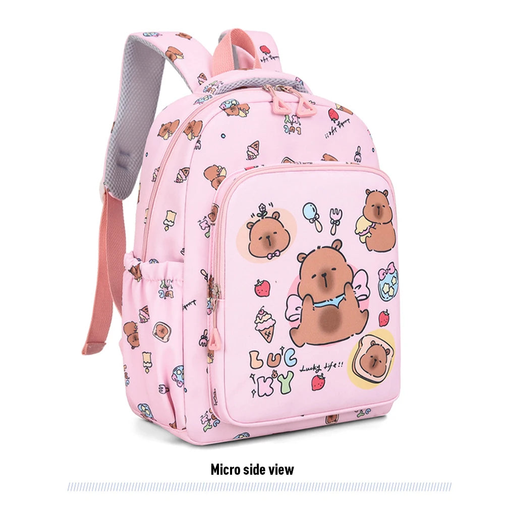 3in1 School Backpack Set Nylon Cute Bookbag Going Out Cartoon Laptop Travel Bag Breathable Back Large Capacity Cute Capybara Bag
