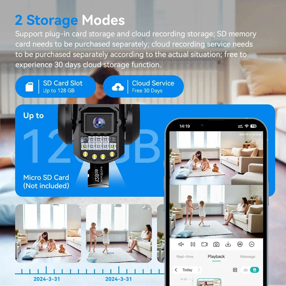 V380 Pro WiFi-IP-Kamera für den Außenbereich, 12 MP, 6K, dreifache Linsen, dreifache Bildschirme, Sicherheitsvideomonitor, Nachtsicht, wasserdichte CCTV-Kameras