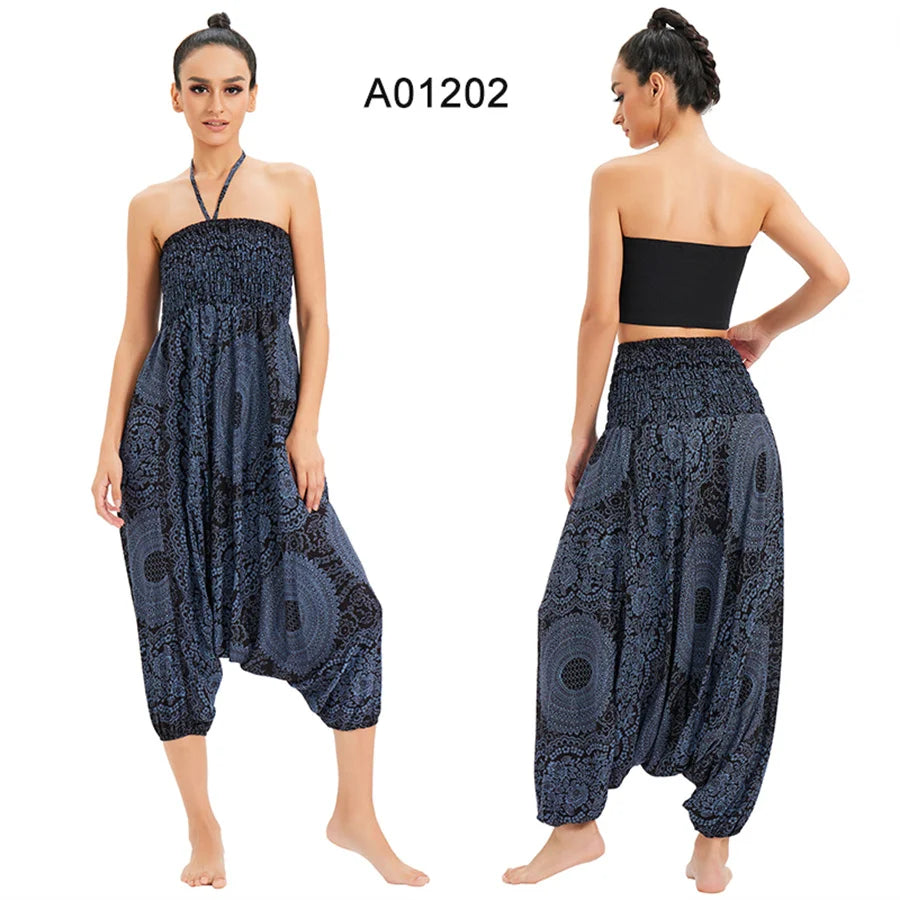 Bohemian Hosen Frauen Pantalones Mujer Hippie Hohe Taille Rayon Harem Baggy Boho Yoga Strand Tragen Gießen Femme Calca Feminina Gedruckt