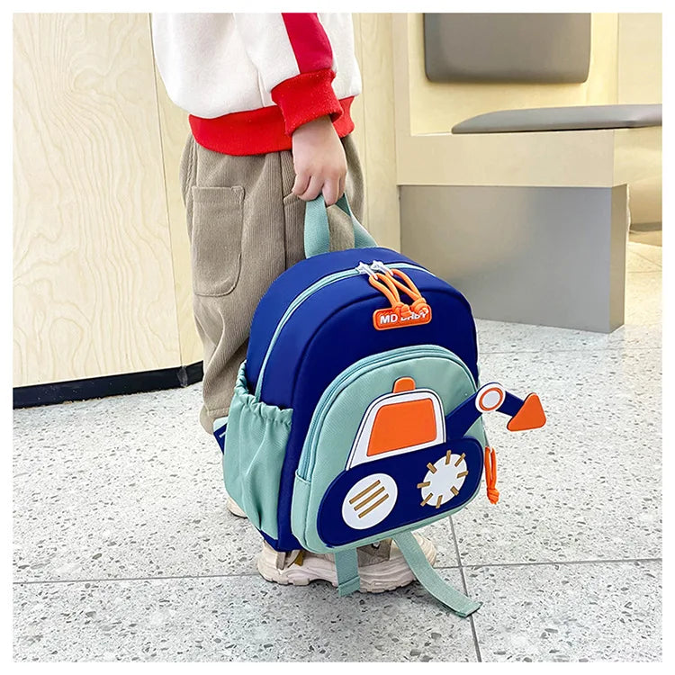 Kids Backpack for Boys Girls Toddler School Kindergarten Cute Construction Truck Car Design Trendy Casual Backpack