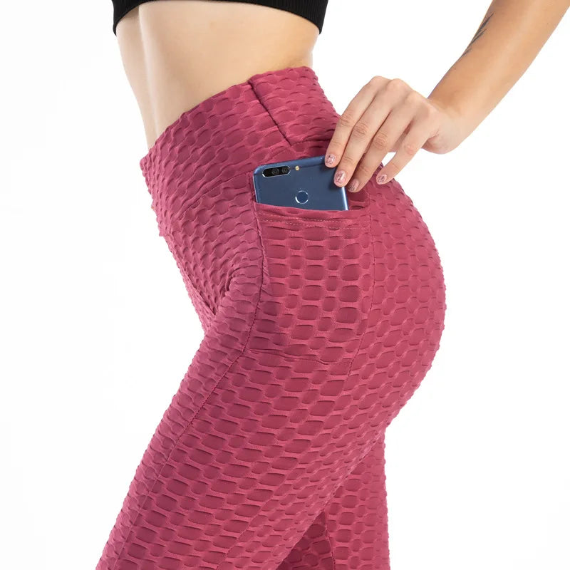 Frauen Mode Tasche Blase Hosen Stretchy Schlank Leggings Gym Laufen Radfahren Fitness Hosen Hohe Taille Hip Lift Leggings Weibliche