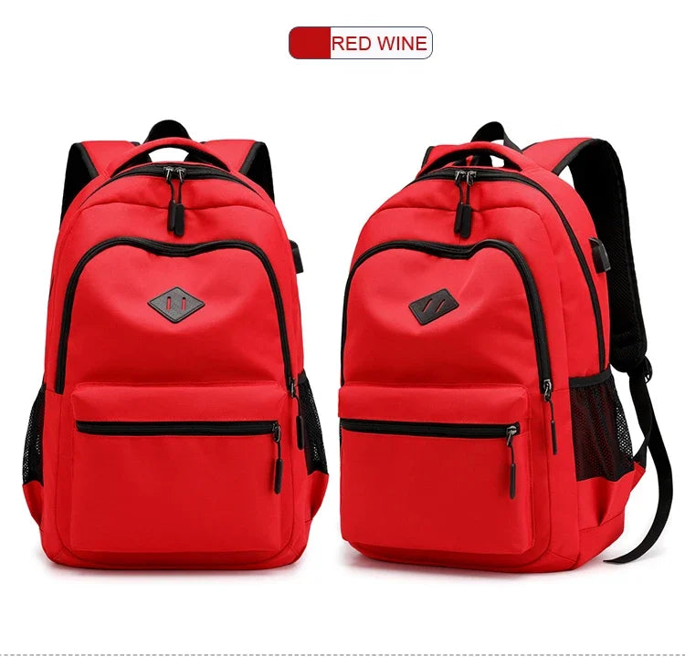 Solid Color Backpack Fashion Men Women Backpack High Capacity Schoolbags For Teenager Girls Boys Male Shoulder Bags