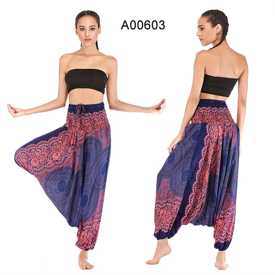 Bohemian Hosen Frauen Pantalones Mujer Hippie Hohe Taille Rayon Harem Baggy Boho Yoga Strand Tragen Gießen Femme Calca Feminina Gedruckt