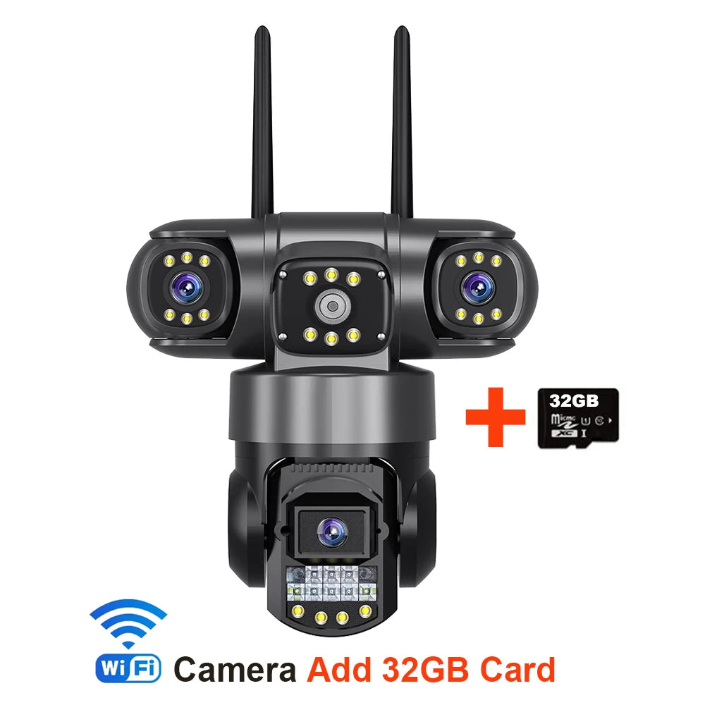 V380 Pro WiFi-IP-Kamera für den Außenbereich, 12 MP, 6K, dreifache Linsen, dreifache Bildschirme, Sicherheitsvideomonitor, Nachtsicht, wasserdichte CCTV-Kameras