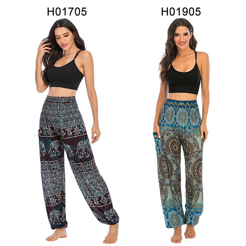 Yoga Hosen Frauen Hippie Harem Gedruckt Leggings Boho Hohe Taille Pantalone De Mujer Cintura Alta Calca Feminina Strand