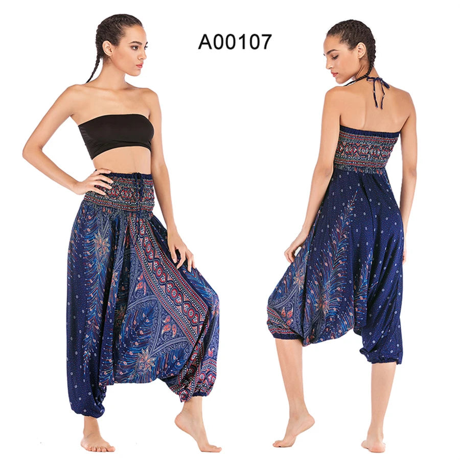 Bohemian Hosen Frauen Pantalones Mujer Hippie Hohe Taille Rayon Harem Baggy Boho Yoga Strand Tragen Gießen Femme Calca Feminina Gedruckt