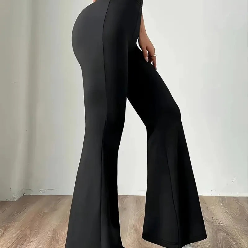 Alobee Damen-Leggings mit hoher Taille für Frühling und Herbst, eng anliegende Hose, schmales Bein, lange schwarze Hose, Hose mit weitem Bein für Frauen