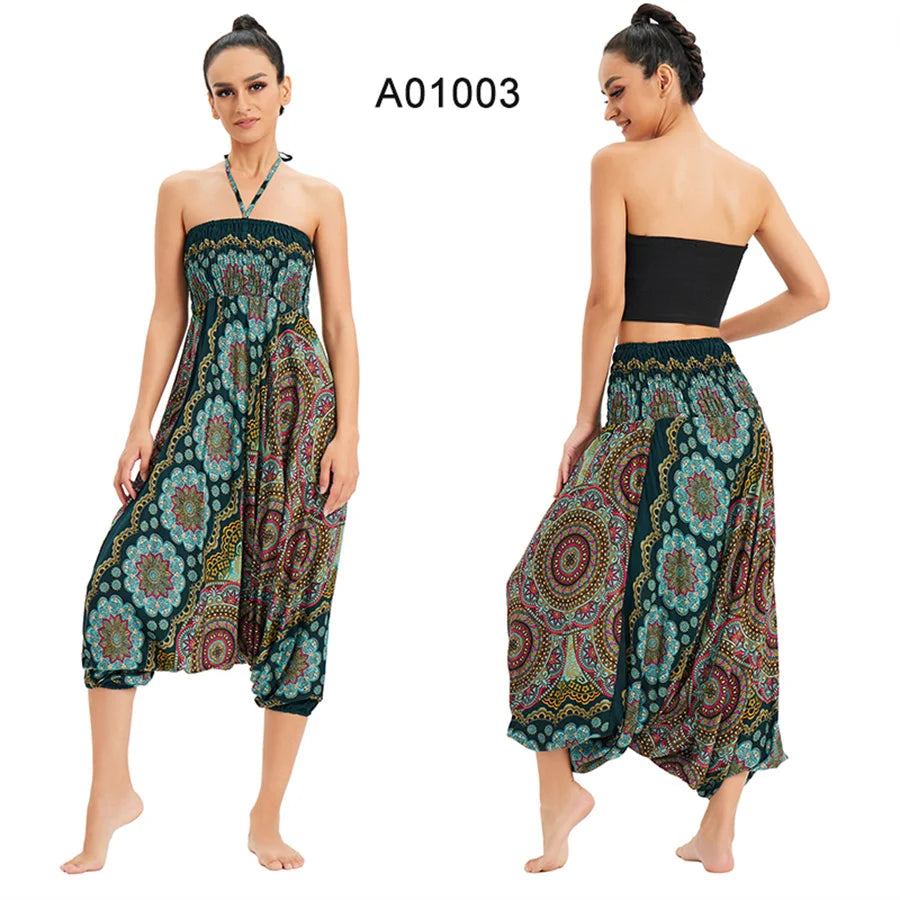 Bohemian Hosen Frauen Pantalones Mujer Hippie Hohe Taille Rayon Harem Baggy Boho Yoga Strand Tragen Gießen Femme Calca Feminina Gedruckt