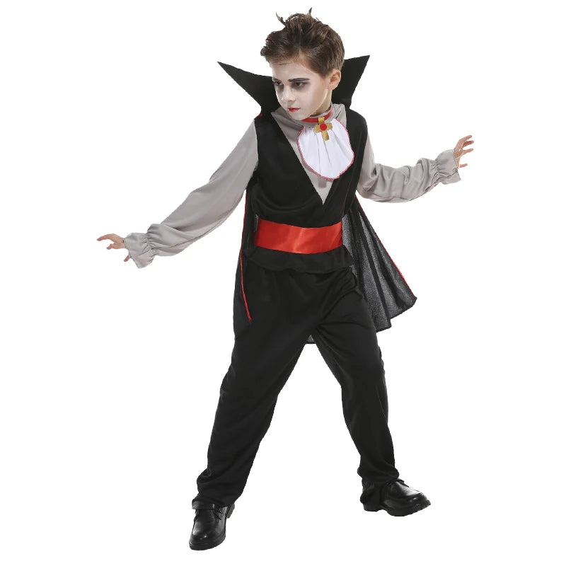 Kinder Vampir Cosplay Halloween Kostüme Jungen Fantasy Graf Dracula Gruselige Kleidung Outfits mit Vampirumhängen