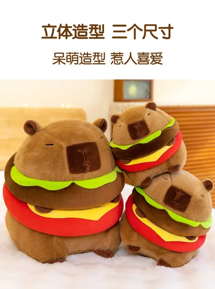 Neues süßes Hamburger Capybara-Plüschtier, Stofftier, Simulationstier, Puppe, weiches Kinderspielzeug, Geburtstagsgeschenk, Kawaii-Raumdekoration