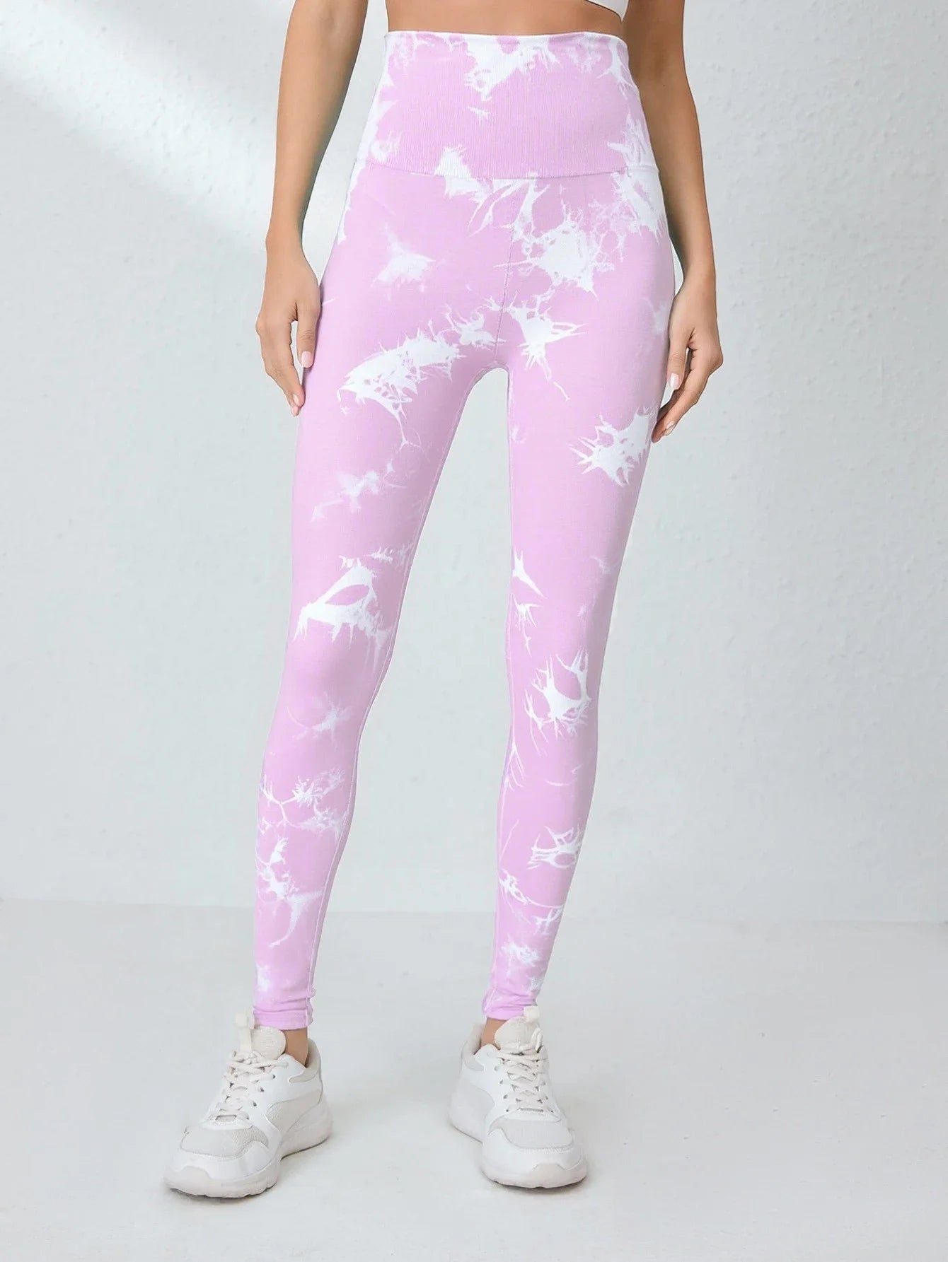 Nahtlose Workout-Leggings mit Batikmuster und hoher Taille für Damen, Scrunch Butt Lifting, Yoga, Fitnessstudio, Sporthose mit Taschen