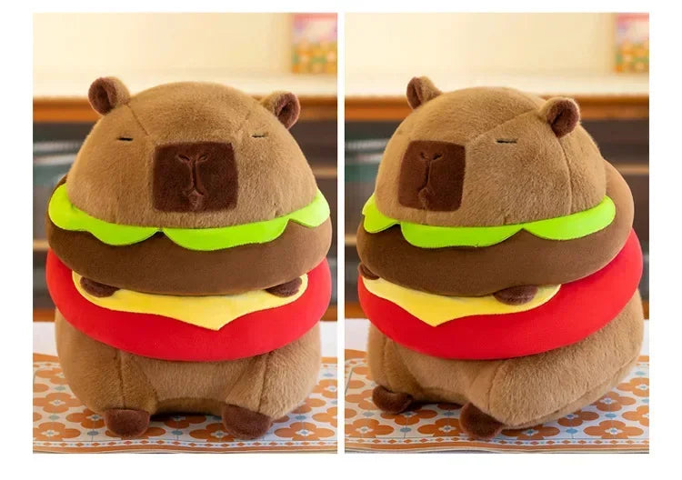 Neues süßes Hamburger Capybara-Plüschtier, Stofftier, Simulationstier, Puppe, weiches Kinderspielzeug, Geburtstagsgeschenk, Kawaii-Raumdekoration