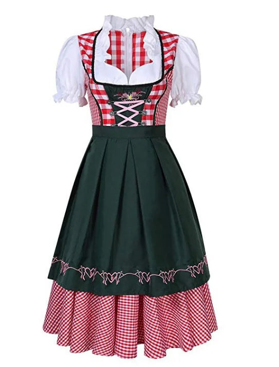 Traditionelle bayerische Oktoberfest-Kostüme, karierte Dirndlkleider, Damen-Schürzenkleid, deutsches Biermädchen, Cosplay-Partykleid