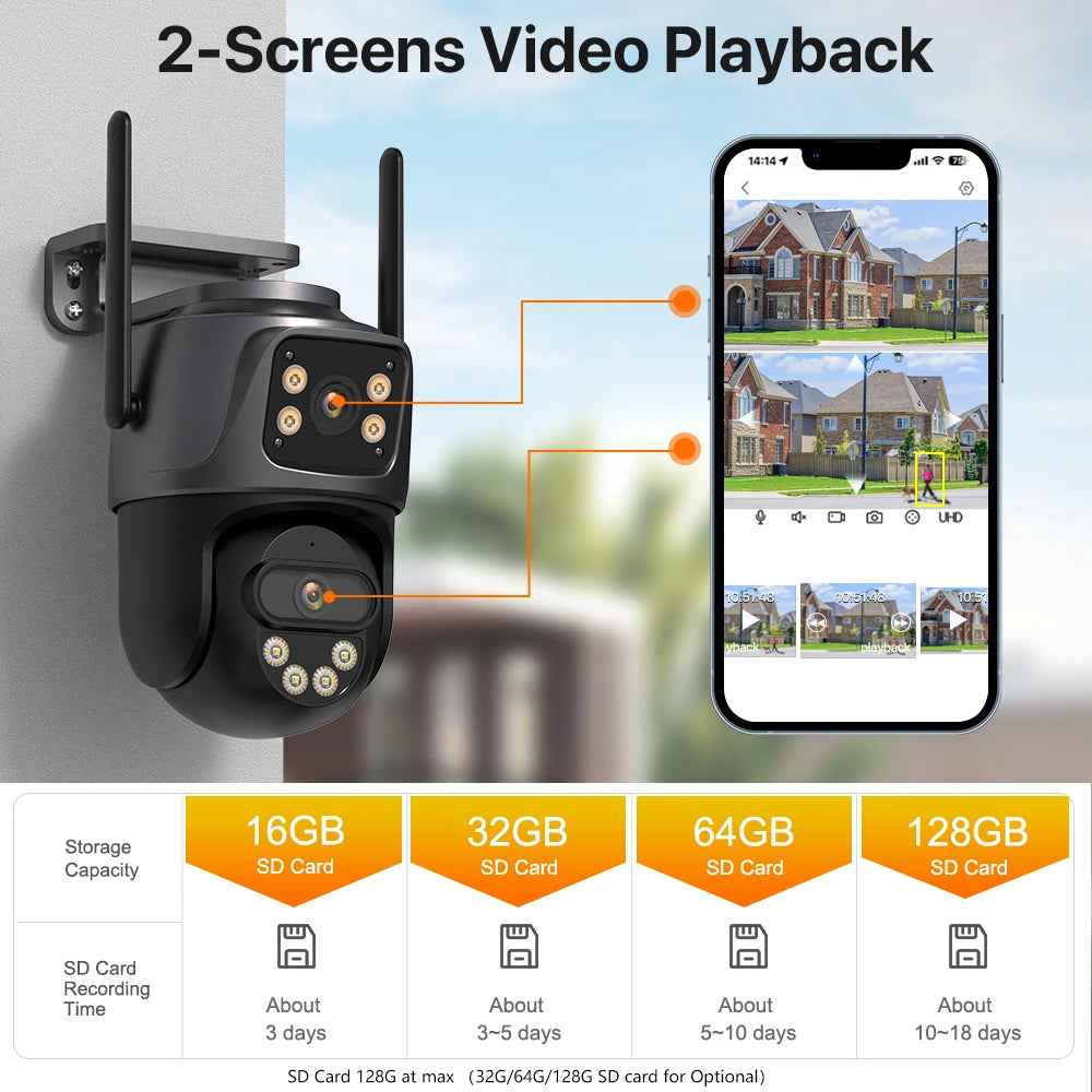 4K 8MP PTZ WIFI-Kamera Dual Lens Dual Screen IP-Kamera Outdoor 4MP HD Auto Tracking Sicherheitsschutz CCTV-Überwachung iCSee