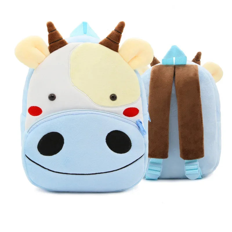 Cartoon Animal Kids Backpack Double Shoulder Plush Nursery Children Bag Customizable Printing Breathable Lightweight