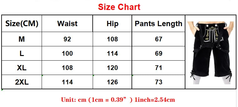 Herren Lederhosen Oktoberfest Kostüm Bayerische Bier Strap Hosen Halloween Karneval Phantasie Party Dress Up Schwarz Braun