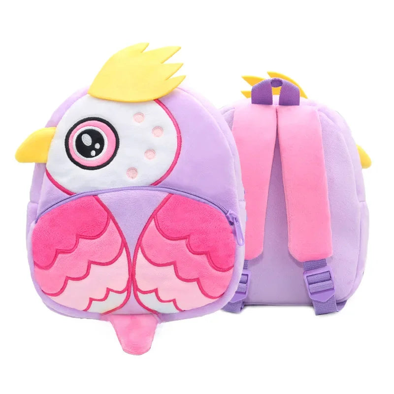 Cartoon Animal Kids Backpack Double Shoulder Plush Nursery Children Bag Customizable Printing Breathable Lightweight