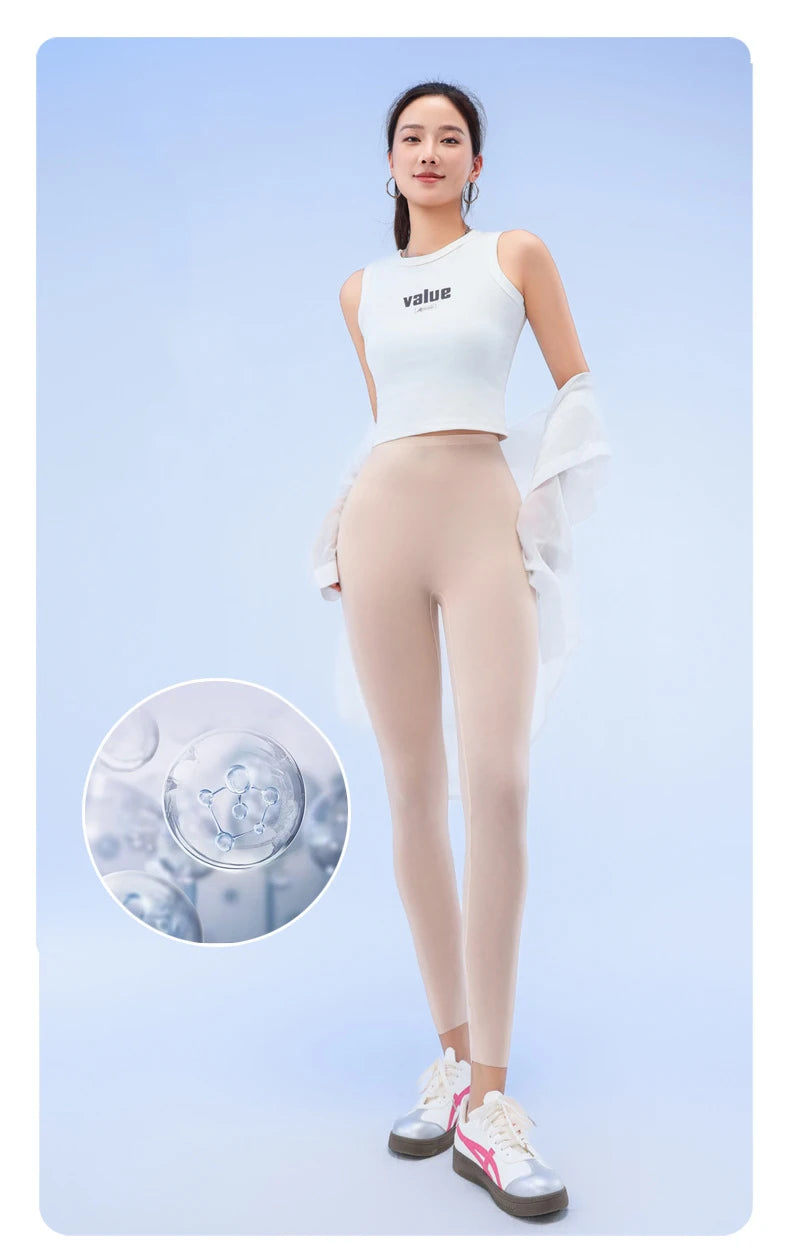 BIVIGAOS Sommer-Leggings mit ultradünner Haut und Sonnenschutz für Damen, hochelastisch, transparent, Gesichtsmaske, Unterwäsche, eng anliegend, sexy Sport-Leggings
