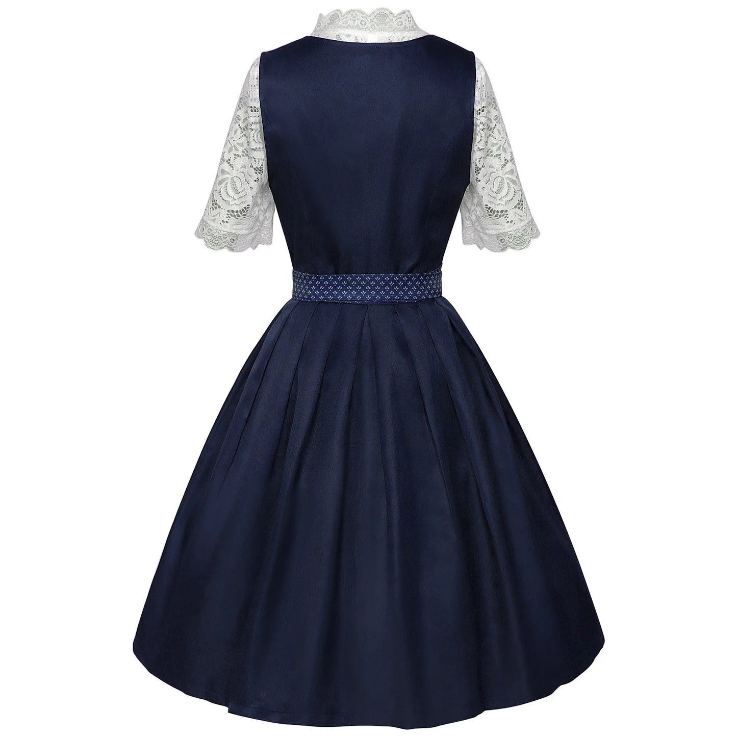 2025 Cosplay Kleid für Frauen Midi Rot Kostüm Kleid Oktoberfest Bier Maid Frauen Dirndl Kleid mit Spitze Schürze Mode Halloween