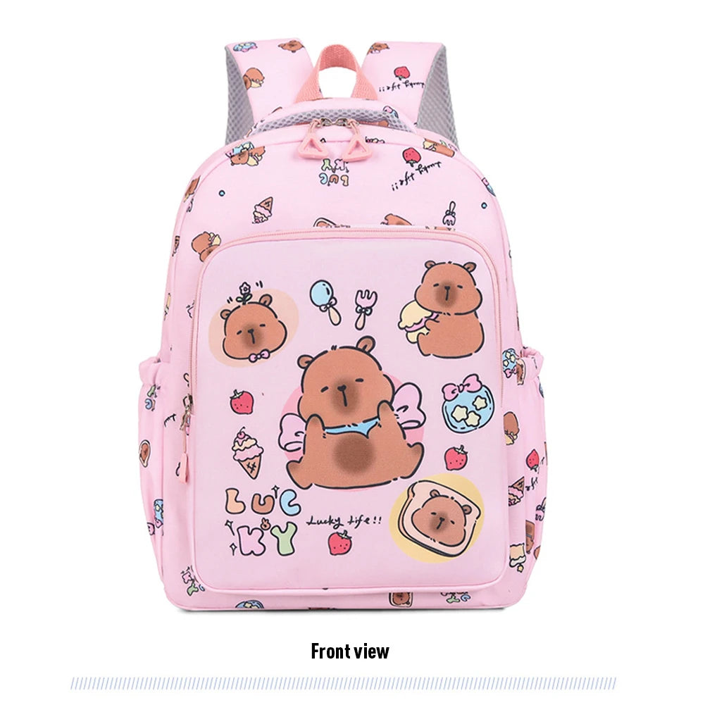 3in1 School Backpack Set Nylon Cute Bookbag Going Out Cartoon Laptop Travel Bag Breathable Back Large Capacity Cute Capybara Bag