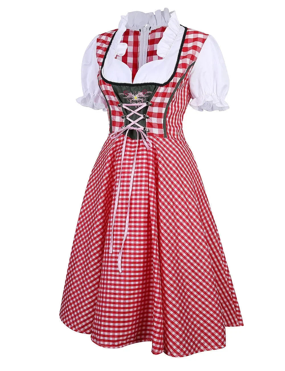 Traditionelles deutsches kariertes Dirndlkleid für Damen, Oktoberfest-Kostüm für Erwachsene, Bierfest, Cosplay, Halloween, ausgefallenes Partykleid