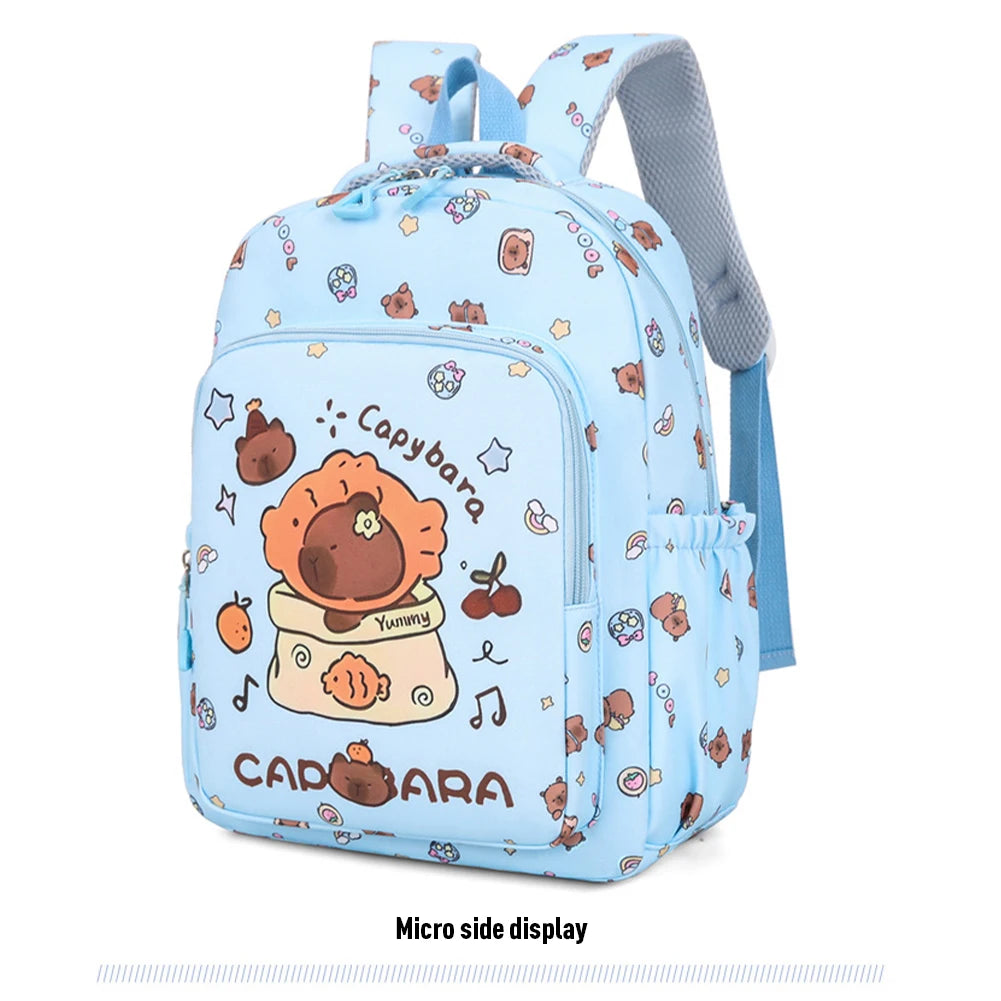 3in1 School Backpack Set Nylon Cute Bookbag Going Out Cartoon Laptop Travel Bag Breathable Back Large Capacity Cute Capybara Bag