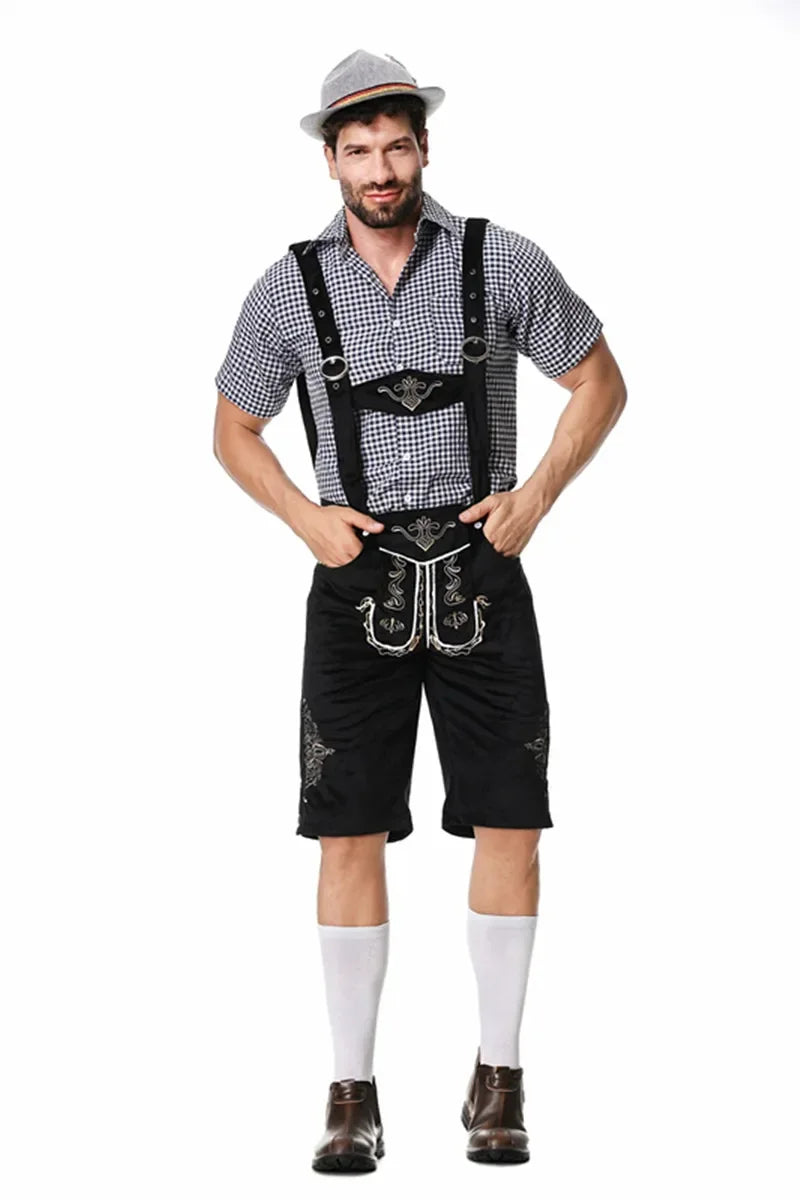 Mann Karneval Oktoberfest Kostüm Top Halfter Lederhosen Hut Bayerischer Barkeeper Halloween Cosplay Phantasie Partykleid