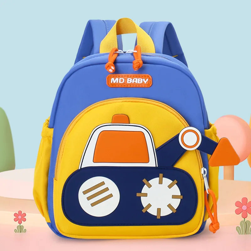 Kids Backpack for Boys Girls Toddler School Kindergarten Cute Construction Truck Car Design Trendy Casual Backpack