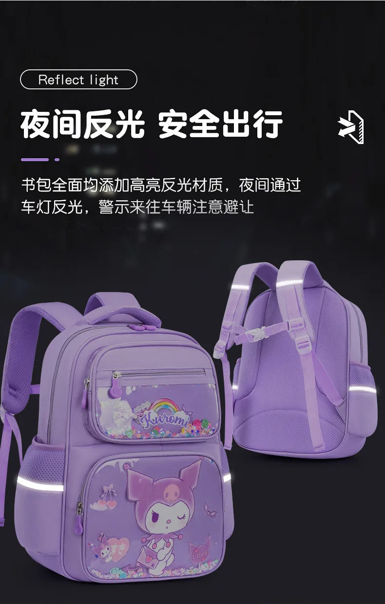 Kids Cute Backpack Big School Bags Students Large Capacity Lightweight Girls Children Kuromi Sanrio Melody Kawaii Cinnamoroll