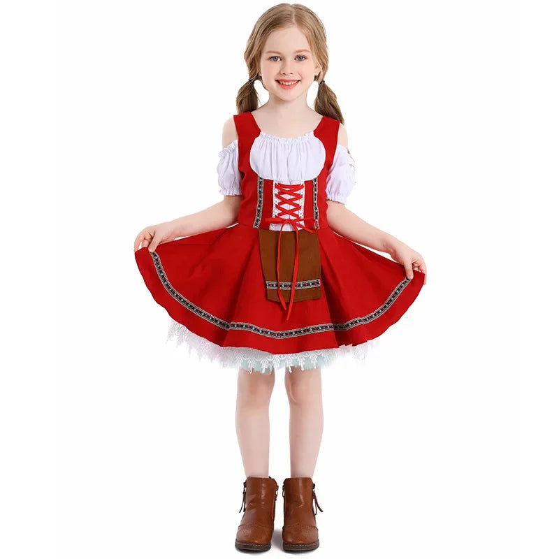 Kinder Mädchen Bierkleid Kostüm Oktoberfest Dirndl Bavaria Biermädchen Outfit Karneval Party Bier Kinderoutfit Cosplay Kleid