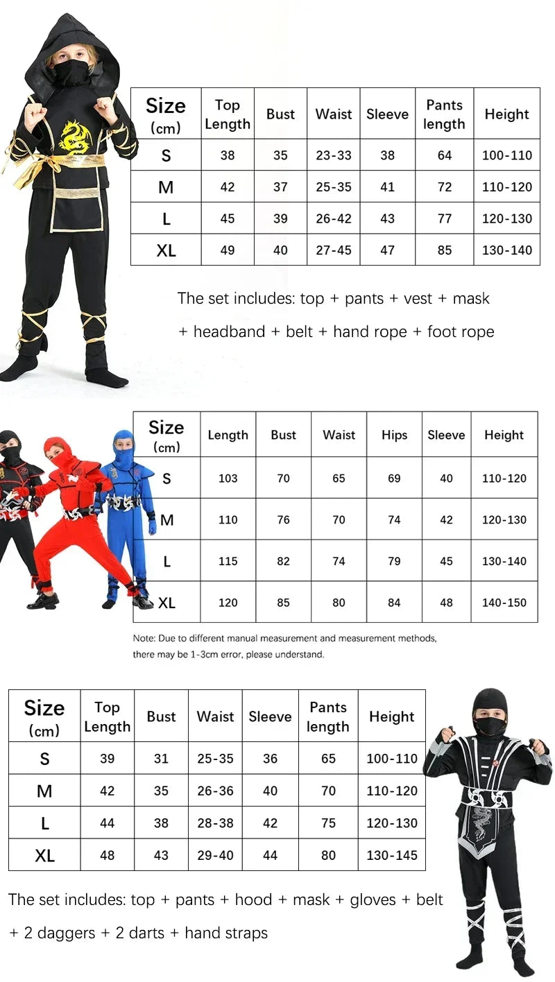 Jungen Mädchen Ninja Cosplay Kostüm für Kinder Anime Samurai Kostüm Kung Fu Dragon Ninja Overall Mit Waffe Outfit Party Halloween