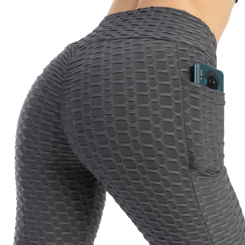 Frauen Mode Tasche Blase Hosen Stretchy Schlank Leggings Gym Laufen Radfahren Fitness Hosen Hohe Taille Hip Lift Leggings Weibliche