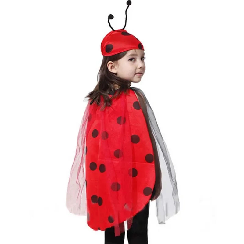Kinder Mädchen Rot Marienkäfer Marienkäfer Mantel Antenne Hut Kleidung Party für kinder Cosplay Halloween Kostüm
