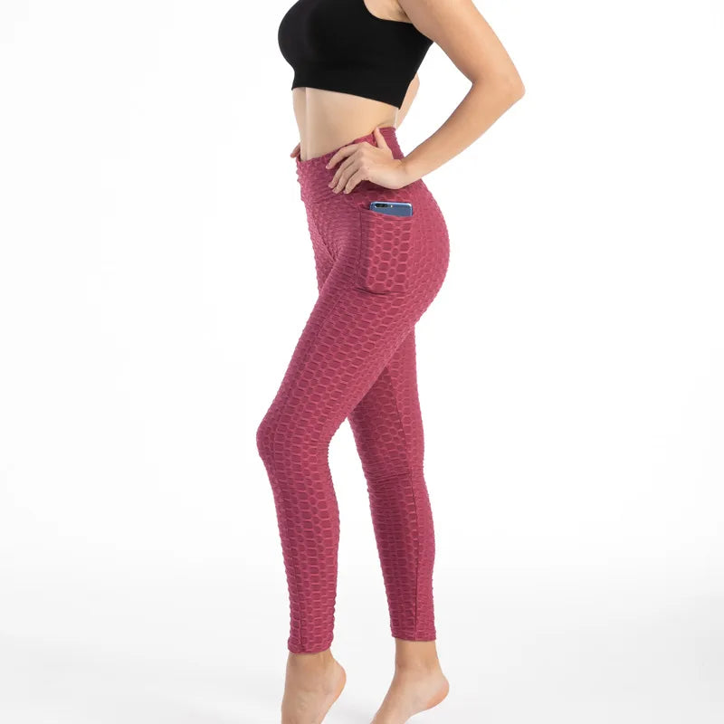 Frauen Mode Tasche Blase Hosen Stretchy Schlank Leggings Gym Laufen Radfahren Fitness Hosen Hohe Taille Hip Lift Leggings Weibliche