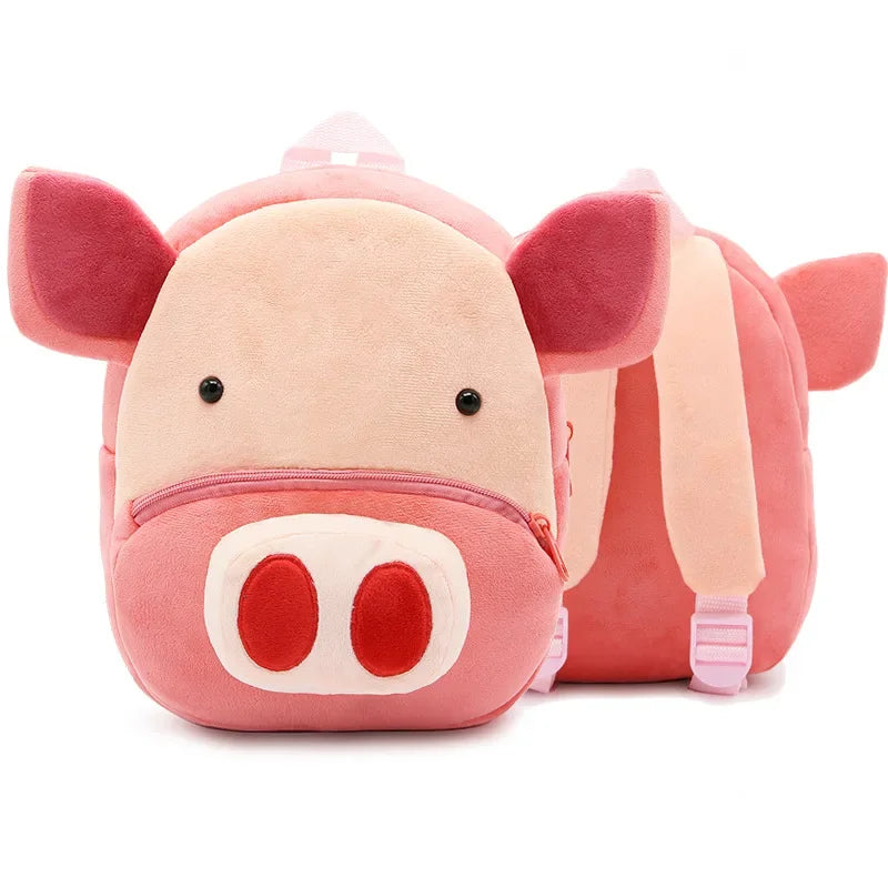 Cartoon Animal Kids Backpack Double Shoulder Plush Nursery Children Bag Customizable Printing Breathable Lightweight