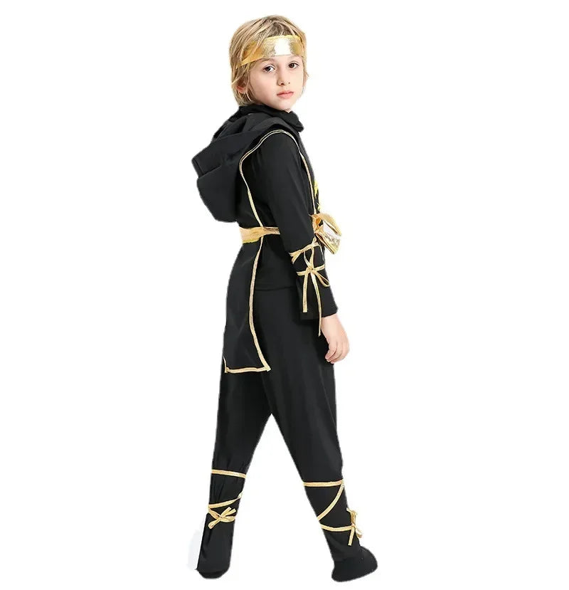 Jungen Mädchen Ninja Cosplay Kostüm für Kinder Anime Samurai Kostüm Kung Fu Dragon Ninja Overall Mit Waffe Outfit Party Halloween