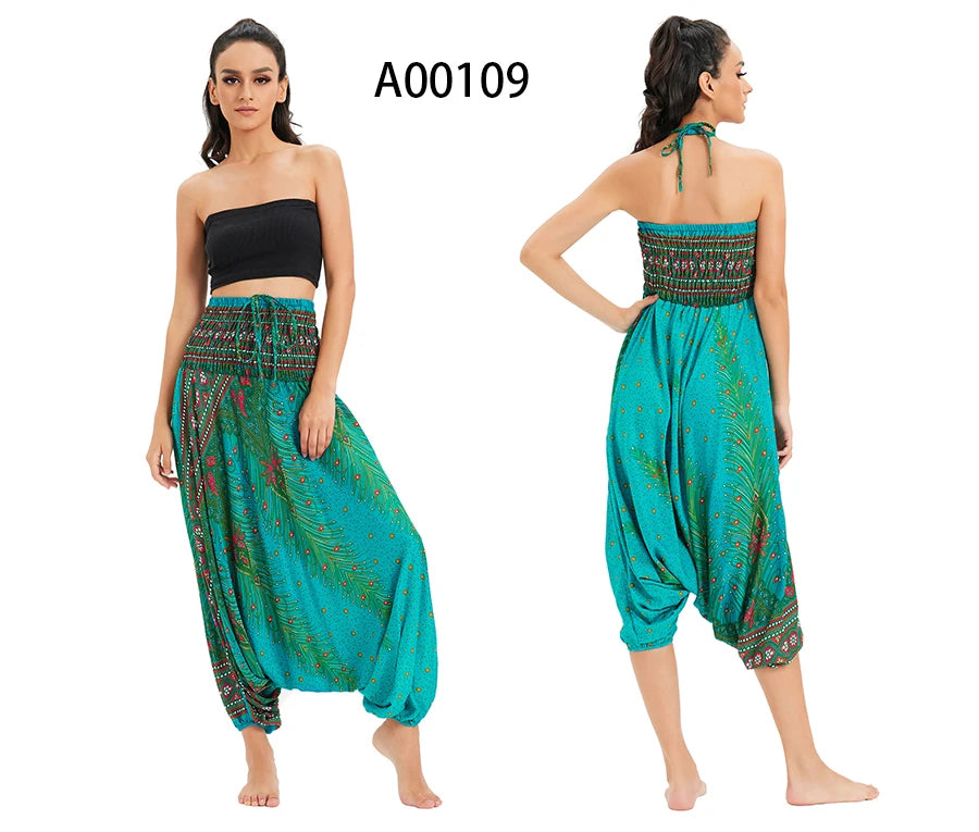 Bohemian Hosen Frauen Pantalones Mujer Hippie Hohe Taille Rayon Harem Baggy Boho Yoga Strand Tragen Gießen Femme Calca Feminina Gedruckt