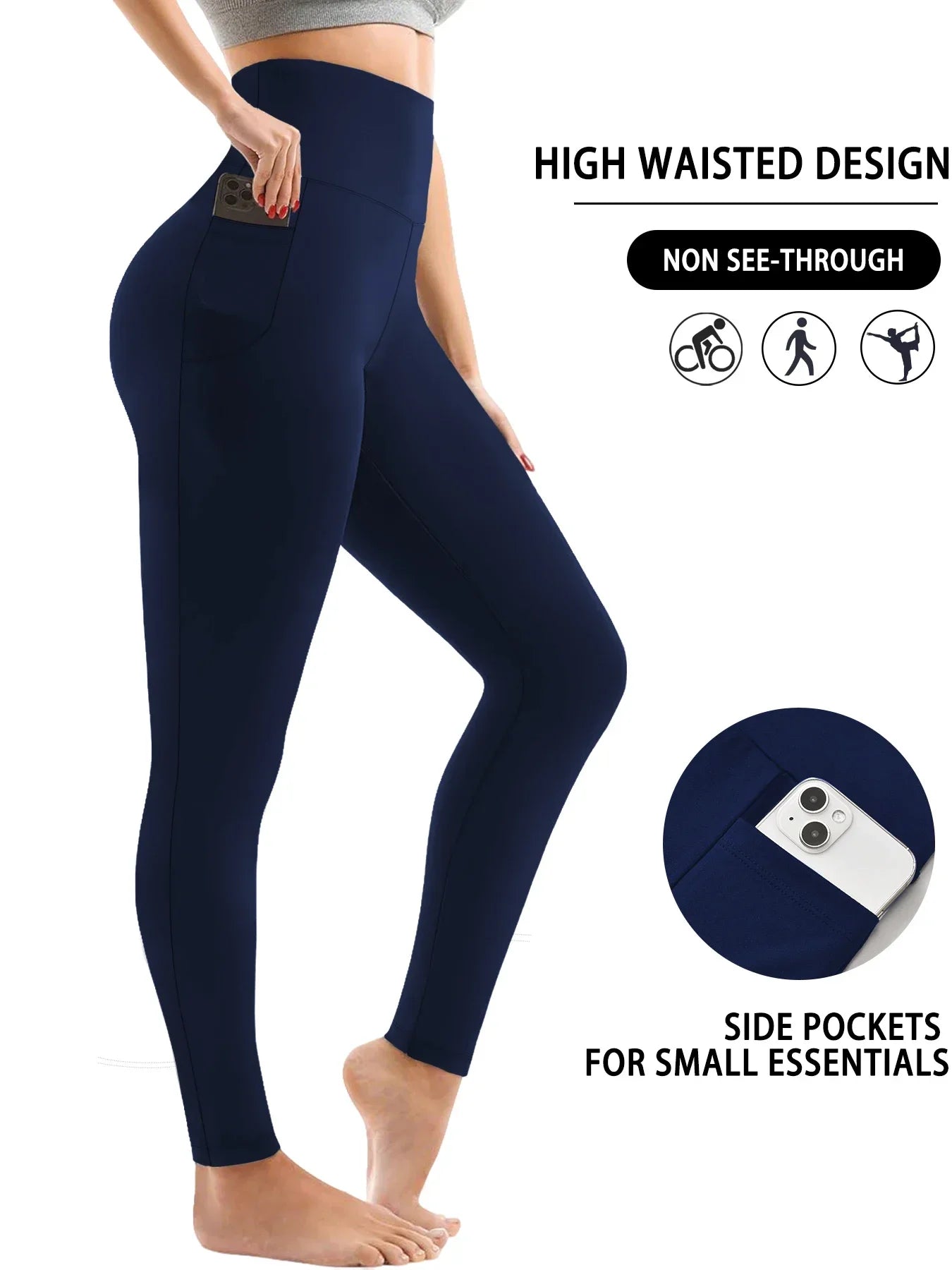 Superweiche Sport-Leggings mit Taschen für Frauen, hohe Taille, Workout, Yoga, Laufen, Push-Up, Fitnessstudio, Fitness, enge Hosen für Damen