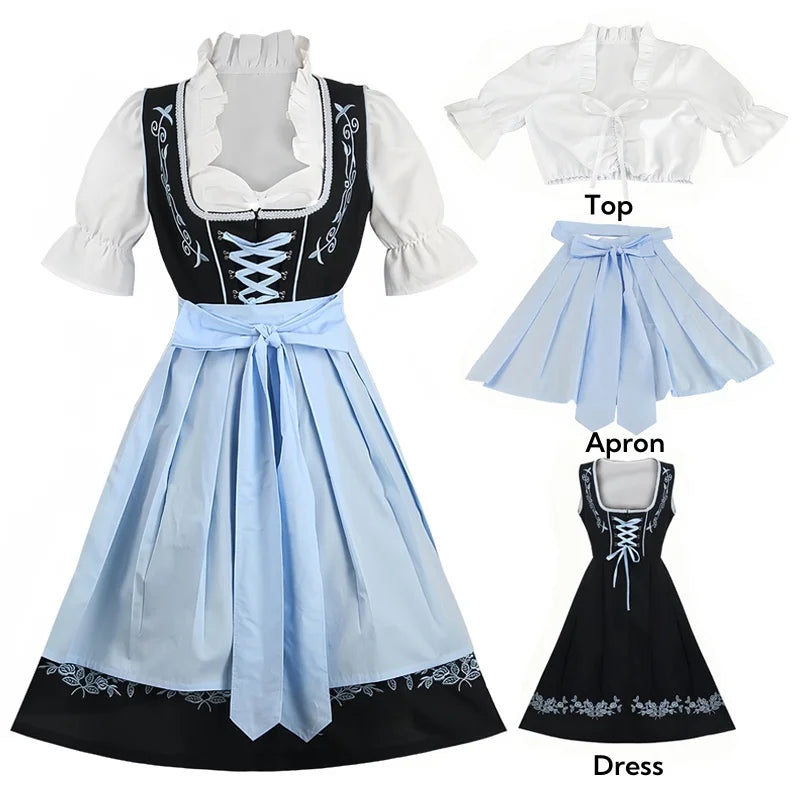 Oktoberfest-Kostüme Damen Dirndlkleider Deutsche Kleider für Bierfest Bayerischer Karneval Halloween Kleid in Übergröße